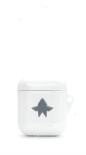 Защитный чехол для AirPods, плотный силиконовый, белый со звездой 4665299803179 - фото 10501