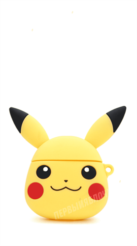 Защитный чехол для AirPods, силиконовый, Пикачу объёмный с кольцом, желтый 4665299802770 - фото 10579