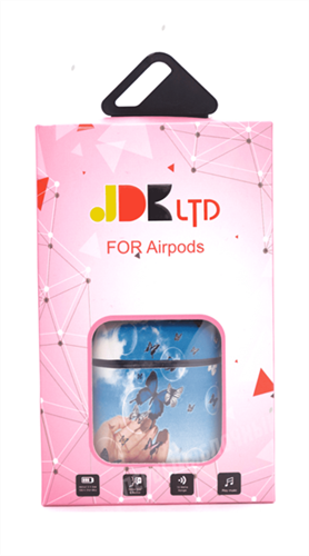 Защитный чехол для AirPods, пластиковый под кожу, много бабочек, синий 4665299803167 - фото 10585