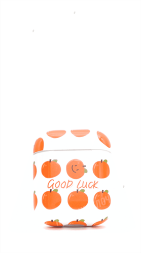 Защитный чехол для AirPods, пластиковый, белый с апельсином 4665299803214 - фото 10589