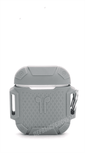 Чехол для AirPods, силиконовый, VS противоударный на руку, серый 4665299803530 - фото 10592