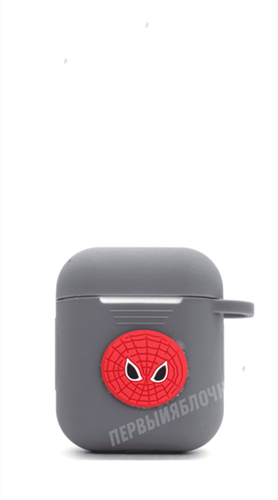 Защитный чехол для AirPods, плотный силиконовый, серый с человеком пауком 4665299803216 - фото 10606