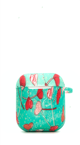 Защитный чехол для AirPods, плотный силиконовый, сердца на палочке 4665299803221 - фото 10616