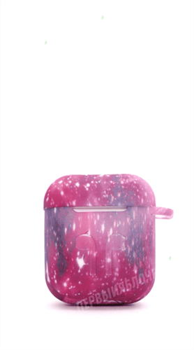 Защитный чехол для AirPods, плотный силиконовый, розовая абстракция 4665299803209 - фото 10617