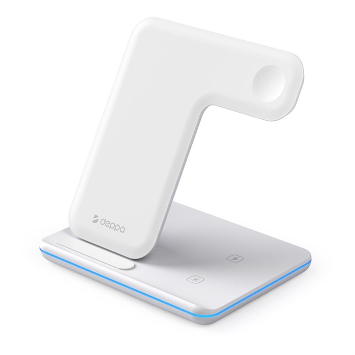 Беспроводная зарядная станция Deppa 3 в 1 Charging Stand Neo (iPhone/Apple Watch/Airpods), белая 24017(1) - фото 75555