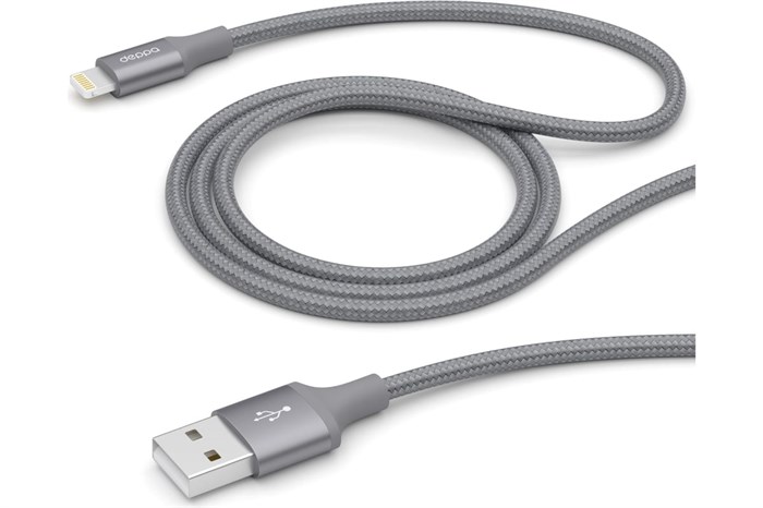 Дата-кабель USB - 8-pin для Apple, алюминий/нейлон, MFI, 1.2м, графит, Deppa 72189 - фото 76580