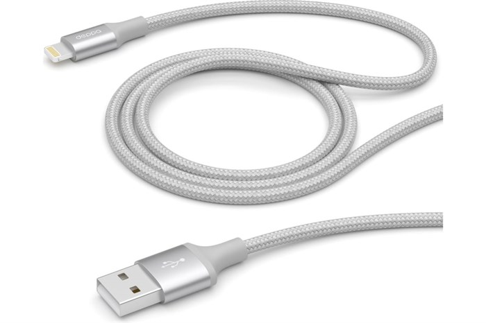 Дата-кабель USB - 8-pin для Apple, алюминий/нейлон, MFI, 1.2м, серебро, Deppa 72187 - фото 76584