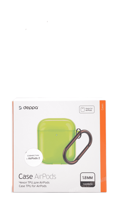 Защитный чехол для AirPods, силиконовый NEON Deppa, желтый 47305 - фото 76826