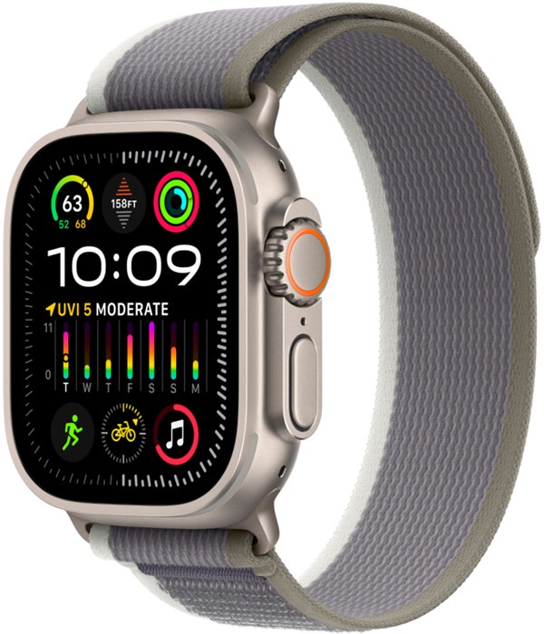 Умные часы Watch Ultra 2 49mm Titanium Case with Green/Gray Trail Loop (MRF33) MRF33 - фото 76900