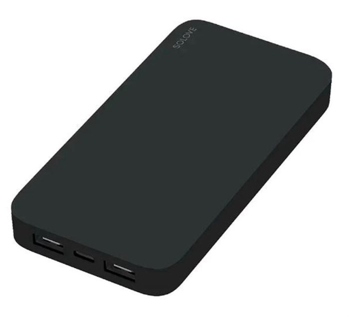 Внешний аккумулятор Xiaomi SOLOVE 20000 mAh/USB-C/18W/QC 3.0, с чехлом, черный 4665299805302 - фото 76944