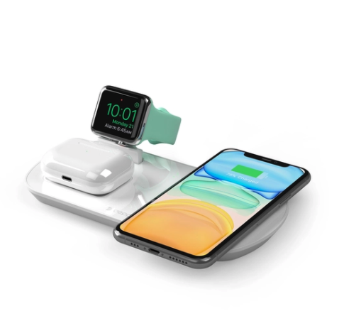 Беспроводная зарядная станция 3 в 1 iPhone+Watch+Airpods, 17,5W, Deppa, белый 24010(1) - фото 77134