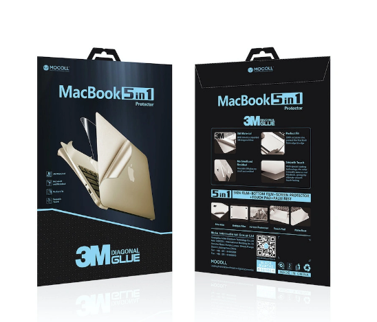 Защитная пленка для MacBook Air 13' Retina 2018 new Mocoll 5 в 1, (серия "Black Diamond"), Gold MA13A_MCL - фото 77167