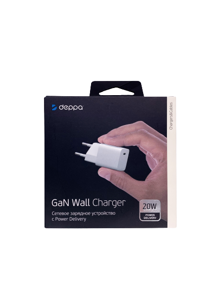 Сетевое зарядное устройство Deppa USB-C, PD, GaN, 20w, белый 11400 - фото 77546