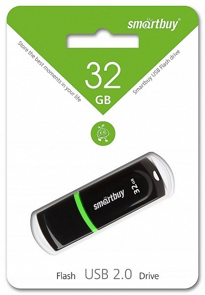 Флеш-накопитель USB 32GB SmartBuy, черный SB32GBPN-K - фото 78742