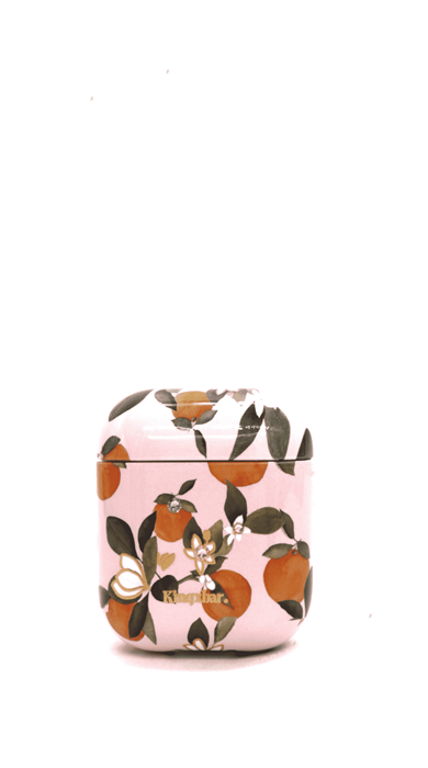 Защитный чехол для AirPods, пластиковый, Kingxsbar, розовый с апельсинами 4665299804955 - фото 78748