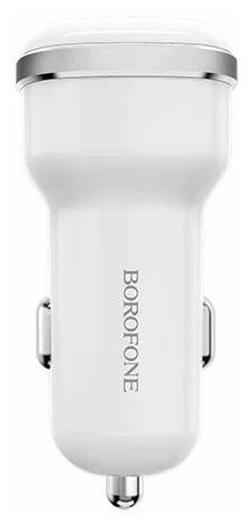 Автомобильное зарядное устройство Borofone BZ13 12W/2.4A/2 USB, белый 4665299807580 - фото 80061