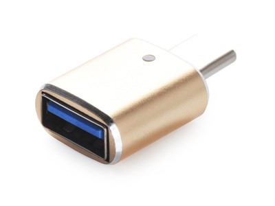 Переходник для MacBook iNeez (OTG), USB-C to USB 2.0, золотой