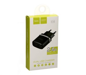 Сетевое зарядное устройство Hoco C12, 2.4A, черный 4665299807572