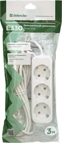 Удлинитель DEFENDER, 3 розетки, 3м 4665299805026
