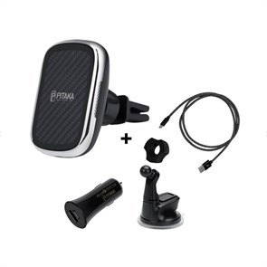 Комплект зарядного устройства Pitaka Qi, держатель+АЗУ, 36Вт, черный 4665299807371