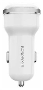 Автомобильное зарядное устройство Borofone BZ13 12W/2.4A/2 USB, белый 4665299807580